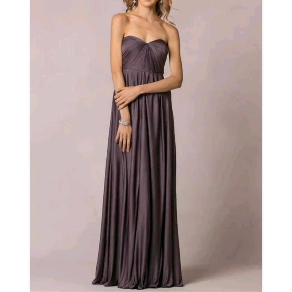 Jenny Yoo Demi Convertible Jersey Knit Column Dress in Smokey Amethyst Size 12